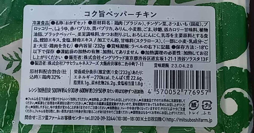 コク旨ペッパーチキン 成分表